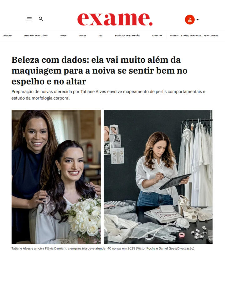 Tatmake na revista Exame Beleza de noiva com dados Tatmake na revista Exame Beleza de noiva com dados
